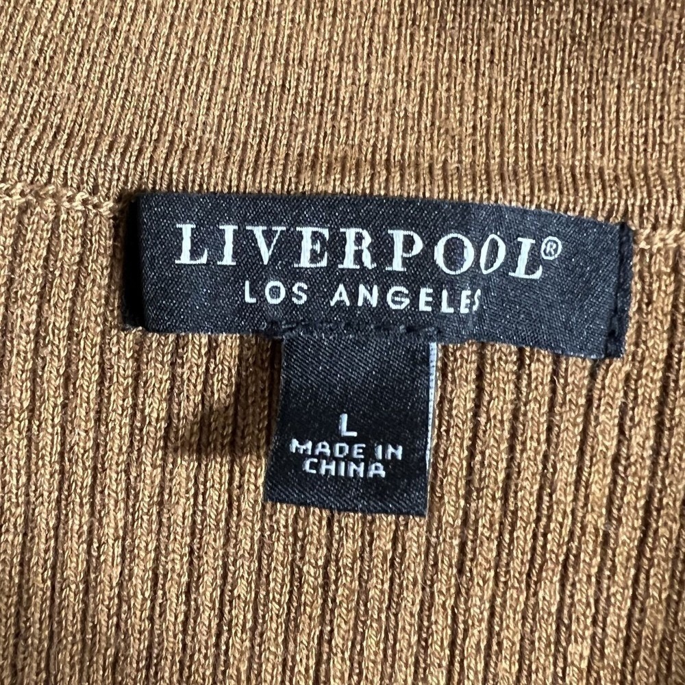 Liverpool Ribbed V-Neck Polo Sweater Large Preppy Euro Autumn Brown Luxe Paris - Picture 7 of 13